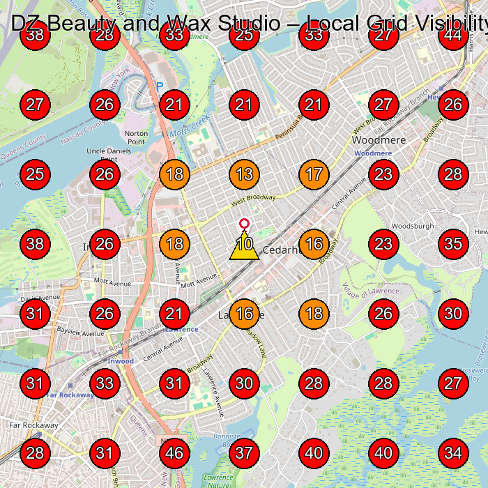 DZ Beauty and Wax Studio GeoGrid visibility map for Beauty Salon in Queens